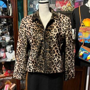 Chic Leopard Print Teddy Jacket